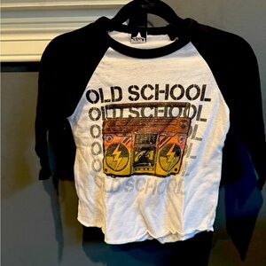 PixieLane Old School Kids Raglan Shirt - Black and White